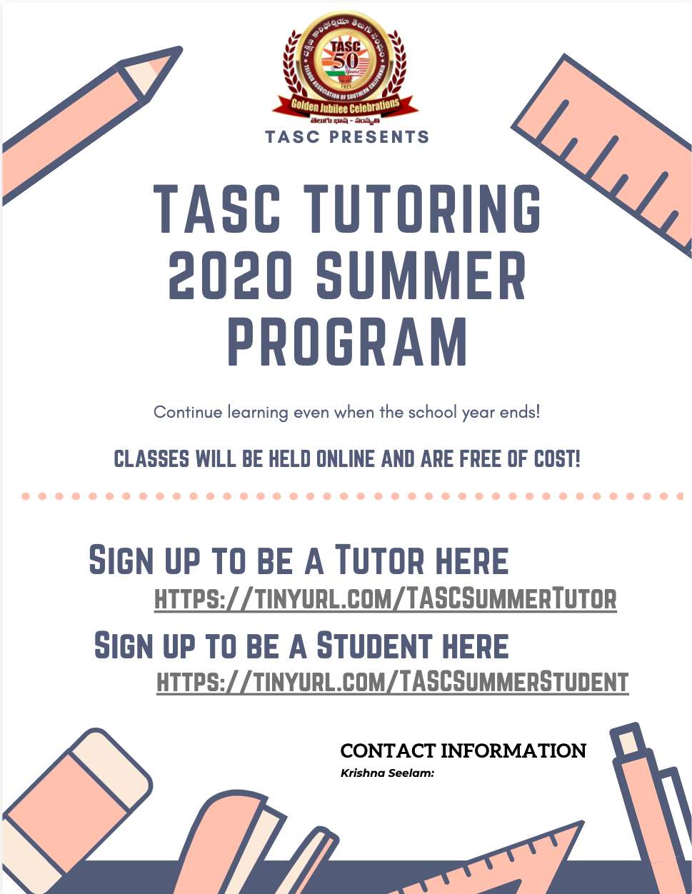 TASC TUTORING 2020 SUMMER PROGRAM